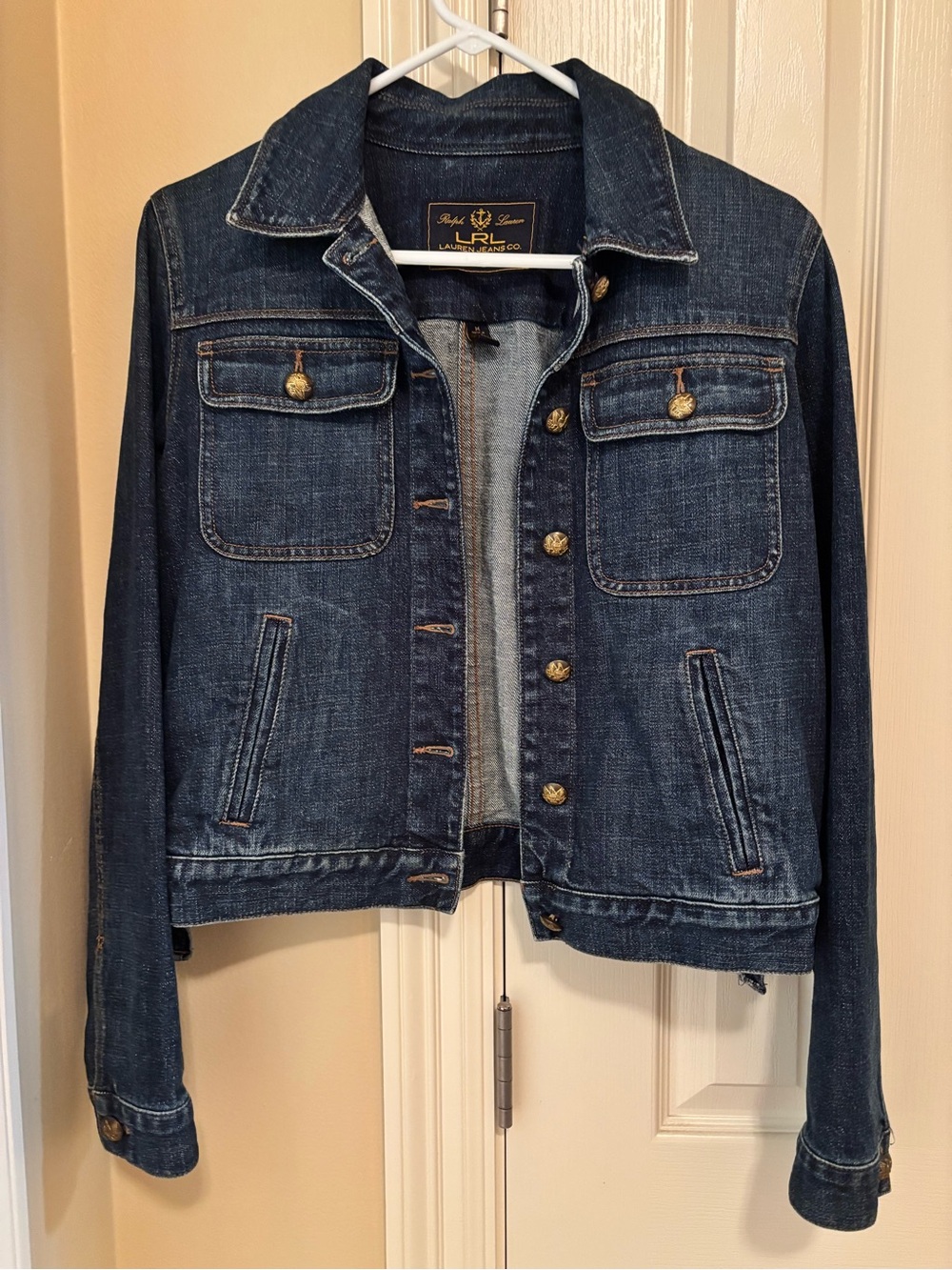 Ralph Lauren Dark Blue Denim Jean Jacket with Brass Buttons